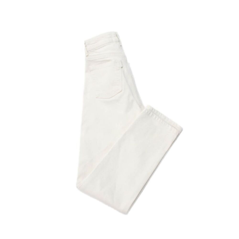 3x1 NYC Womens Ivory Straight Jeans High Rise Button Cotton Blend Size 24
